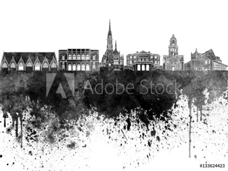 Picture of Gothenburg skyline in black watercolor